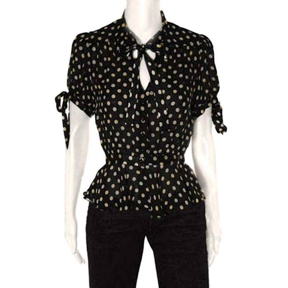 Milly Peplum Polka Dot Blouse